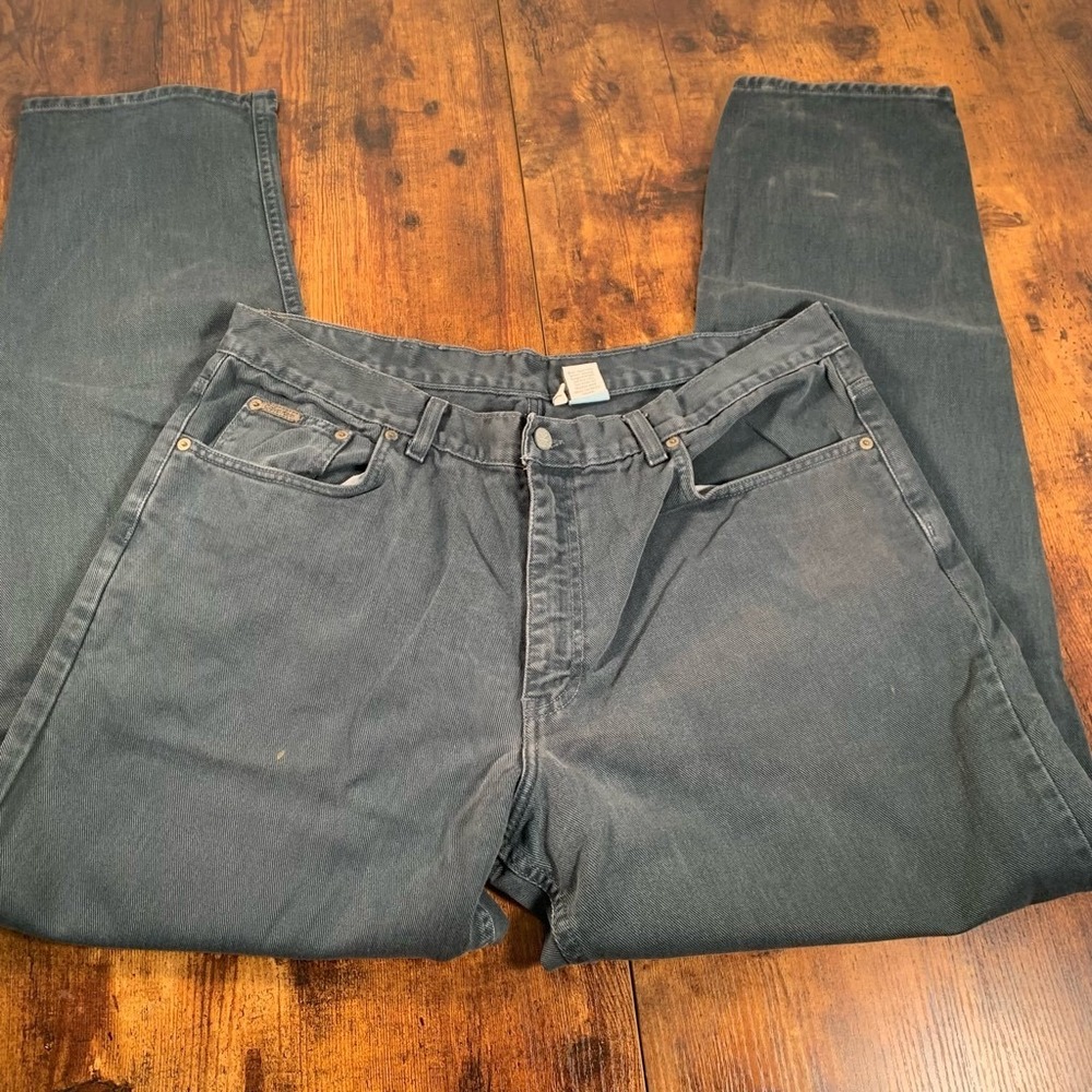 Calvin Klein Men Jeans 38x32 Teal Vintage Easy Fit Zip Fly Denim Made in USA - Picture 3 of 6